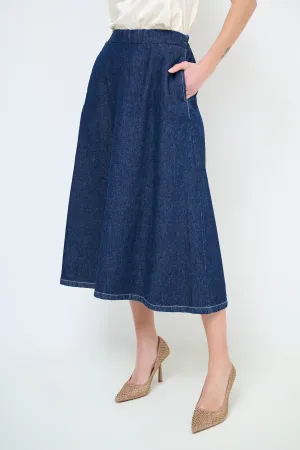 A-line denim midi skirt wholesale
