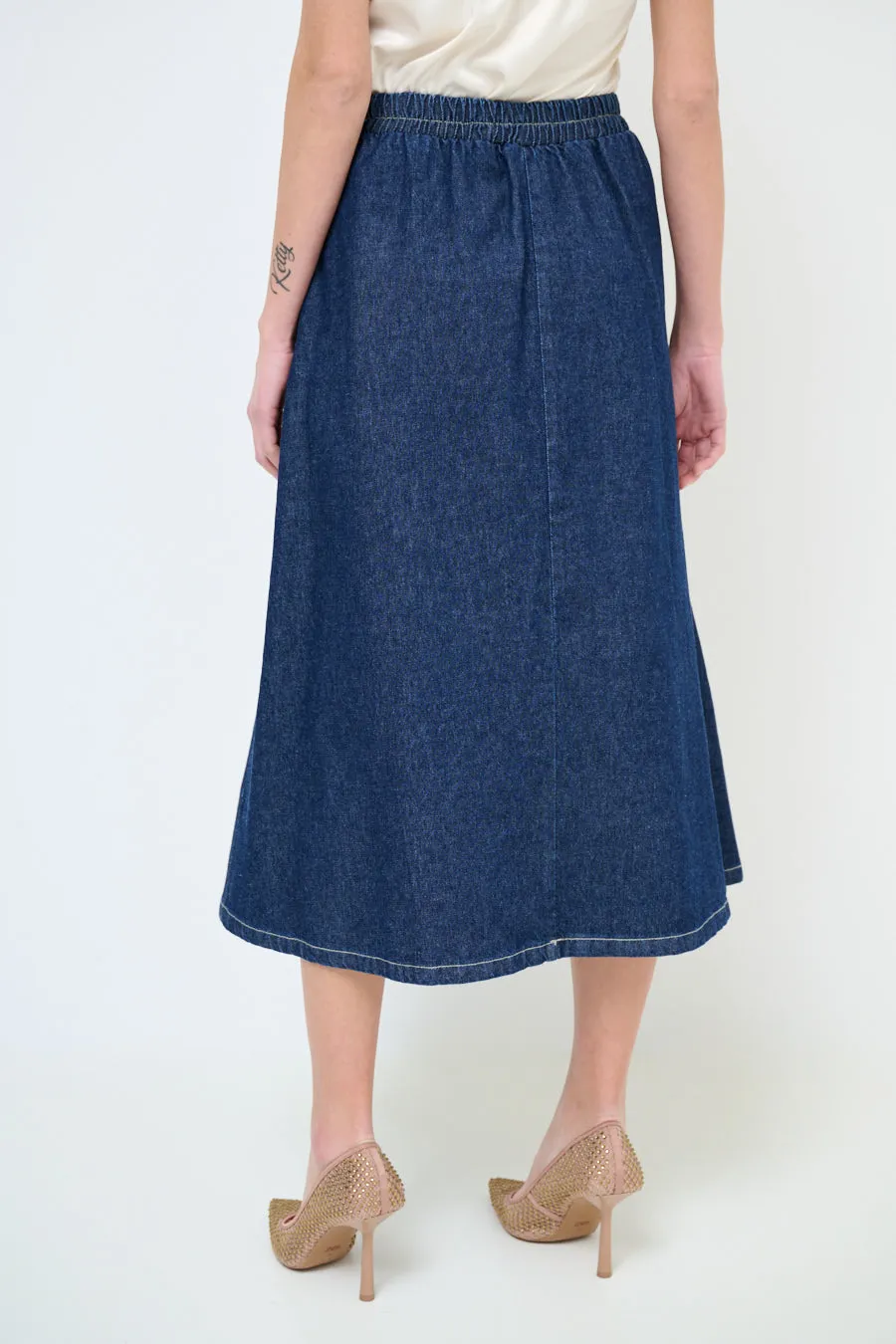 A-line denim midi skirt wholesale