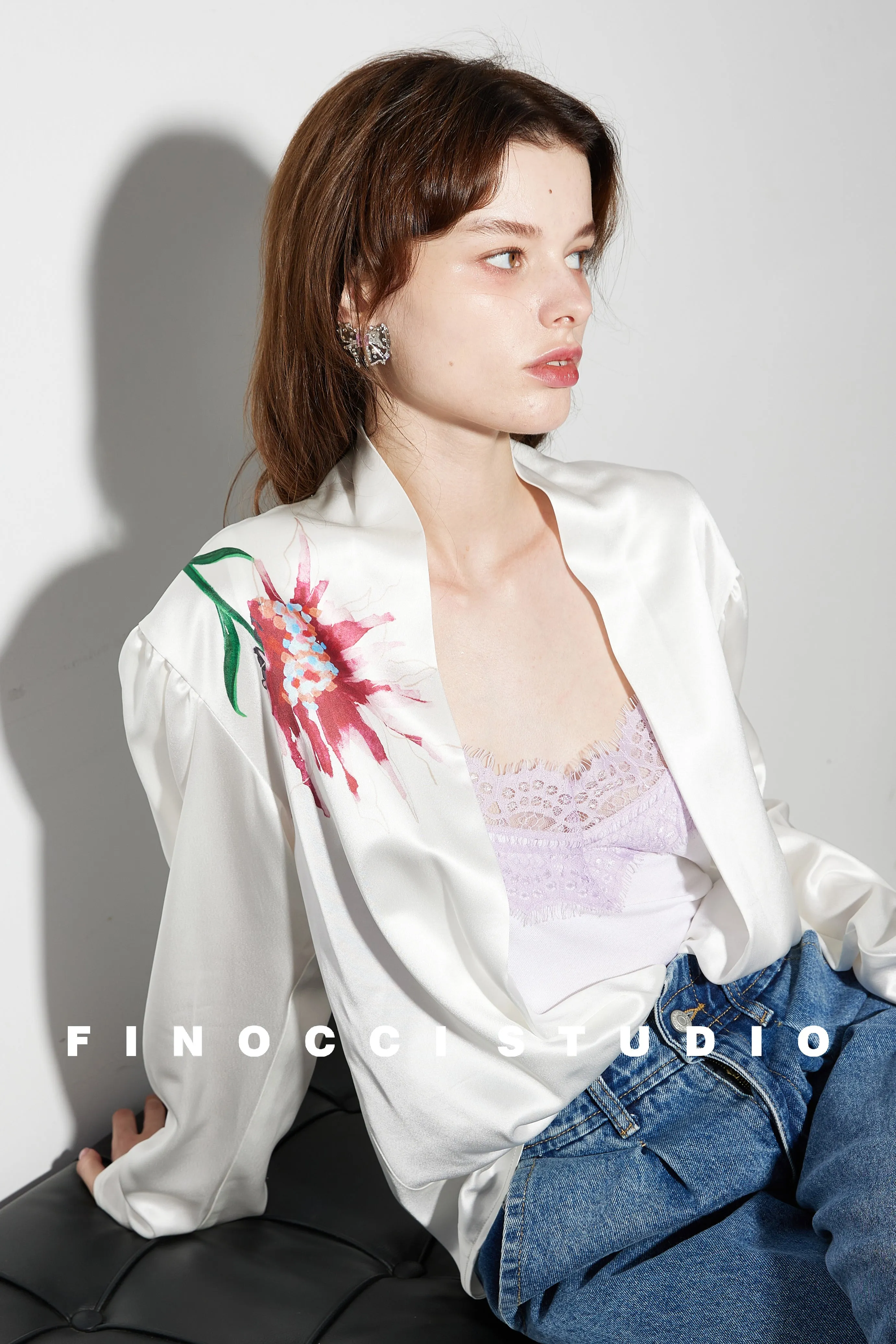 Acetic printed high-end french blouse Nunia