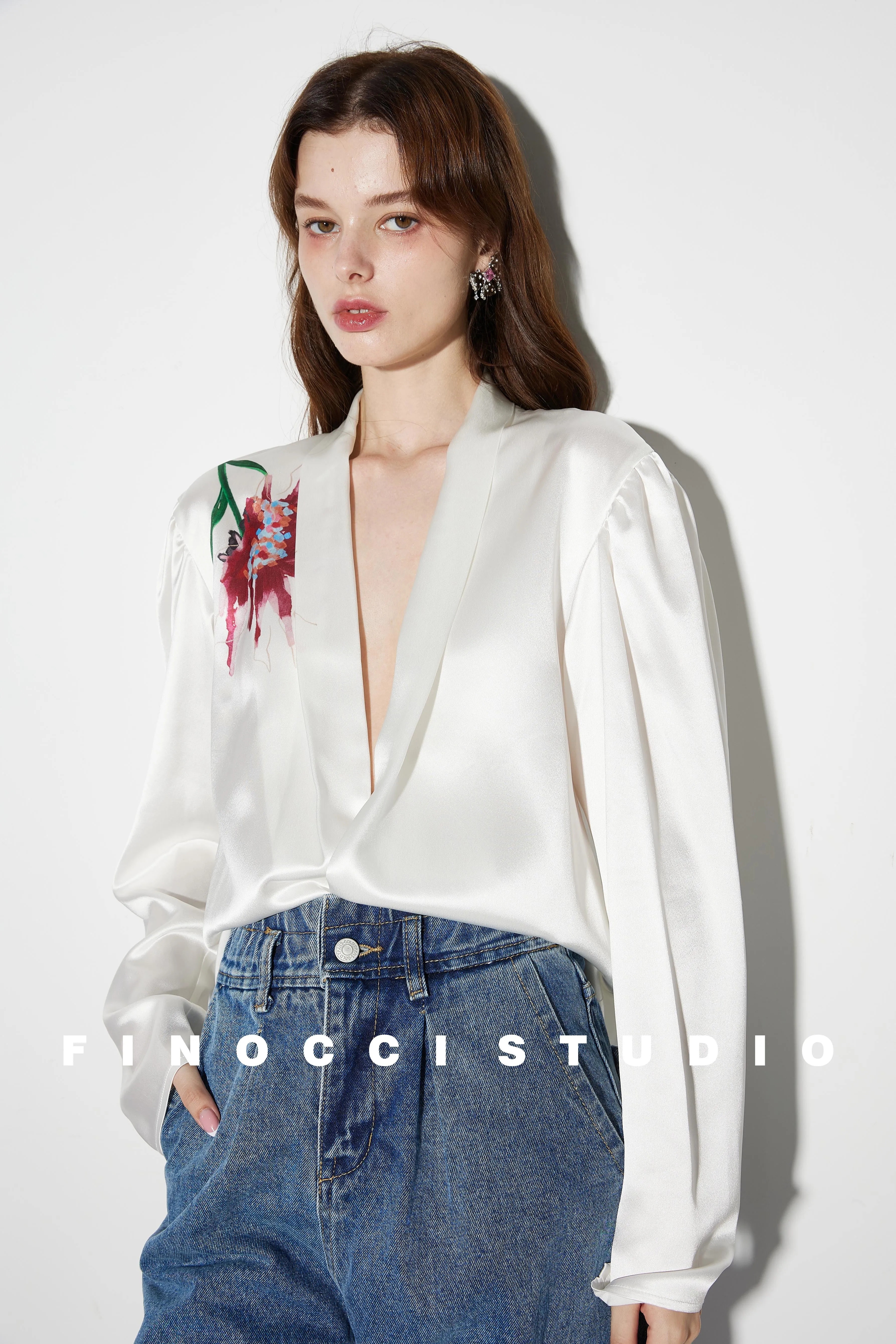 Acetic printed high-end french blouse Nunia