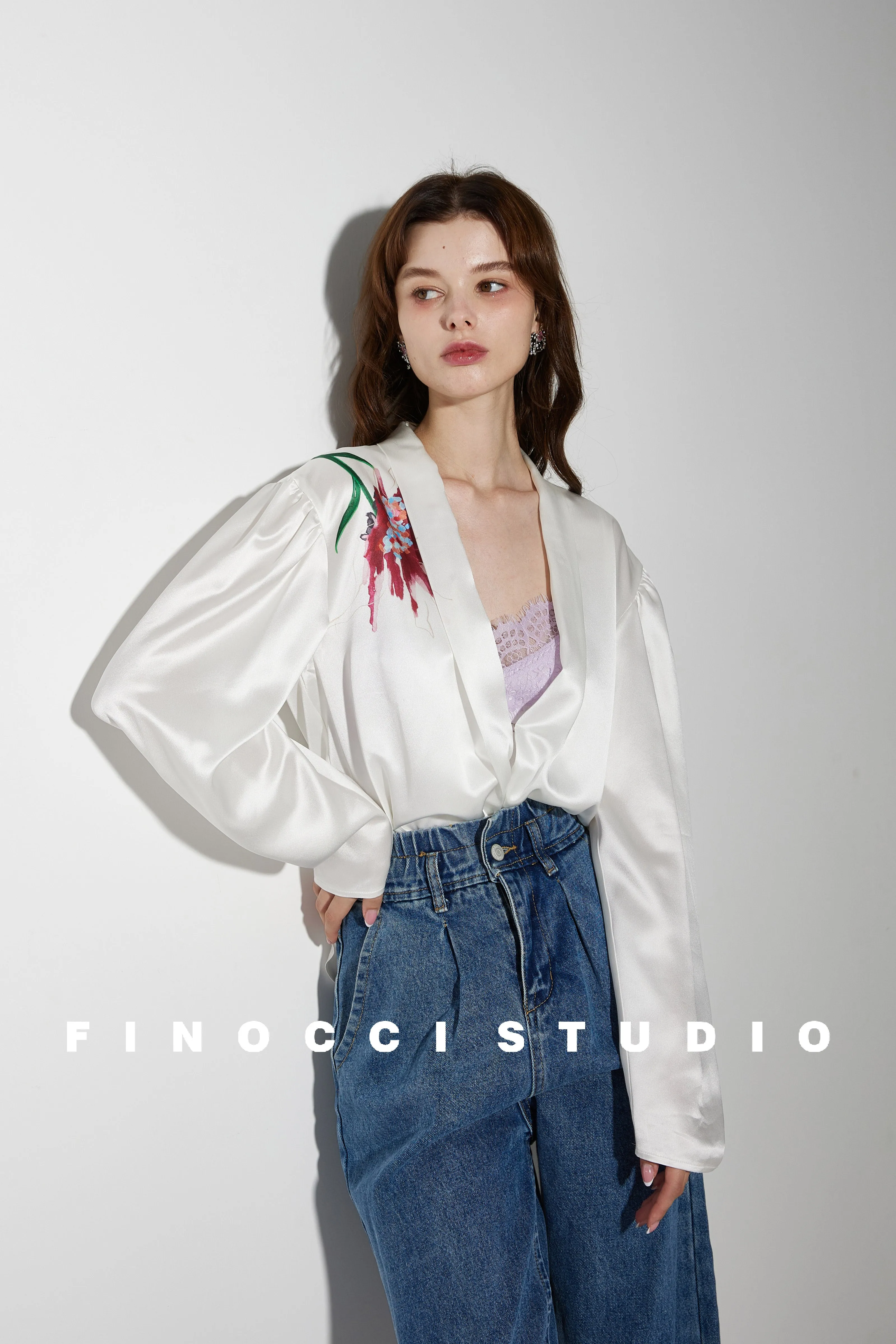 Acetic printed high-end french blouse Nunia