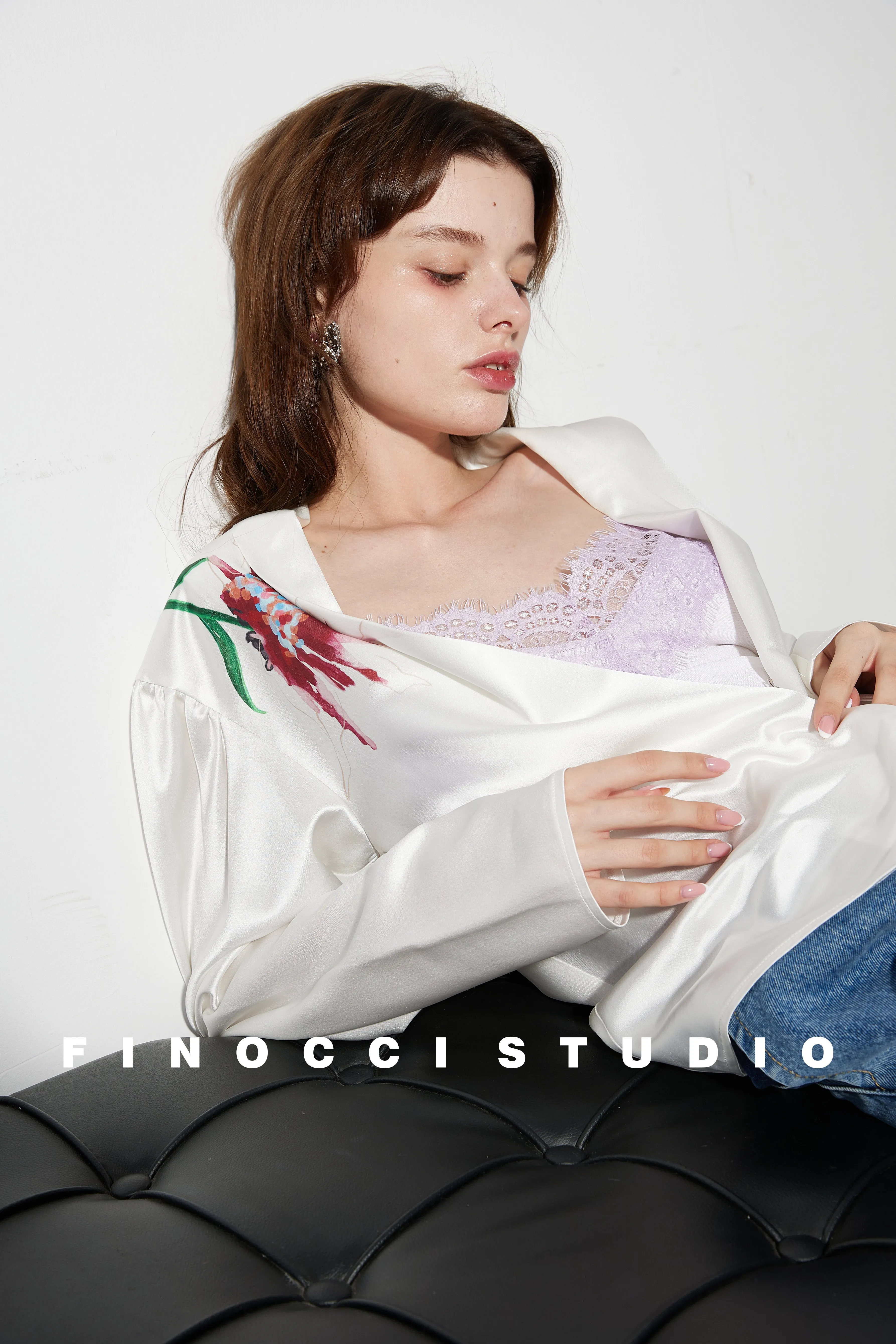 Acetic printed high-end french blouse Nunia