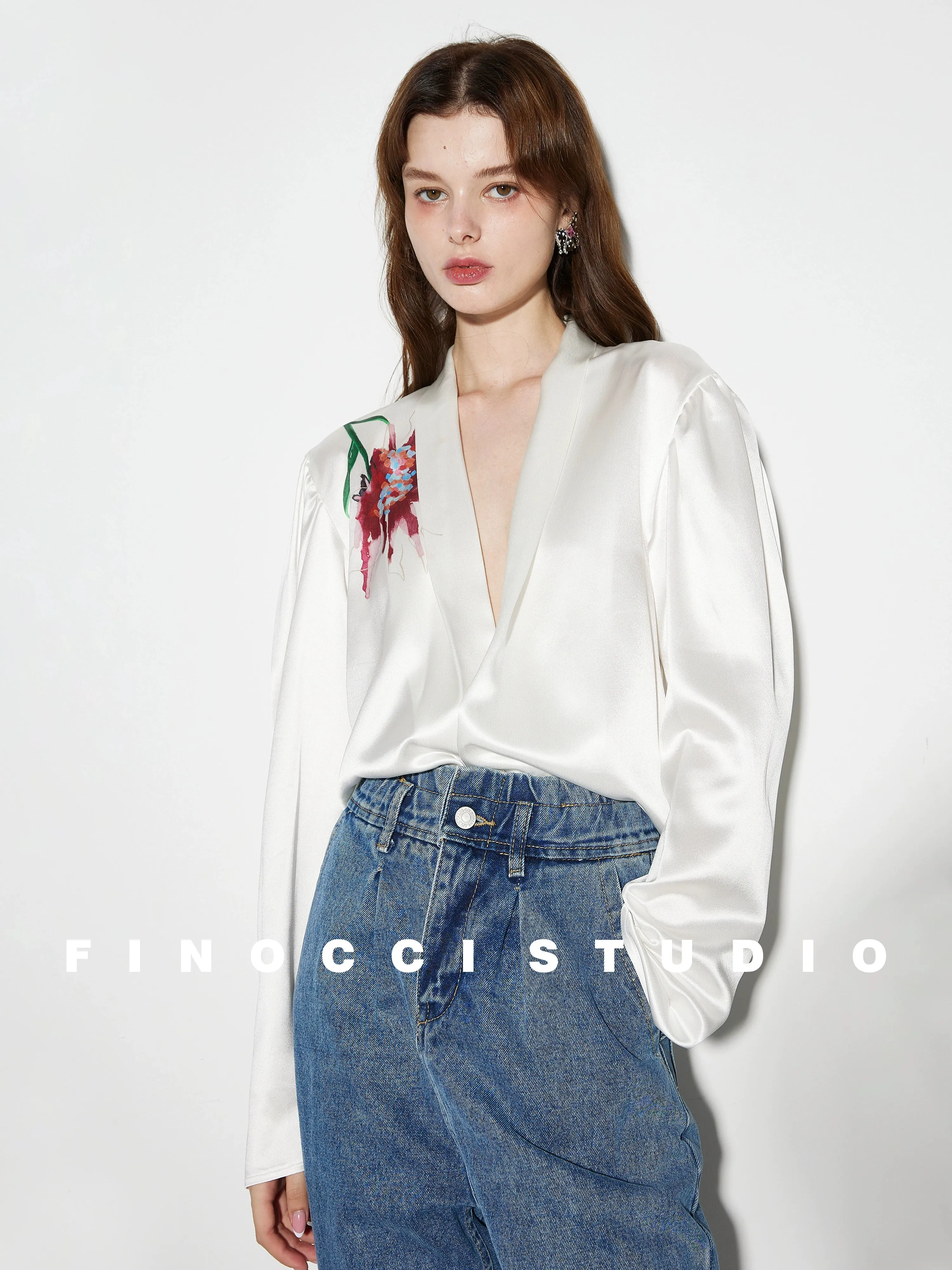 Acetic printed high-end french blouse Nunia