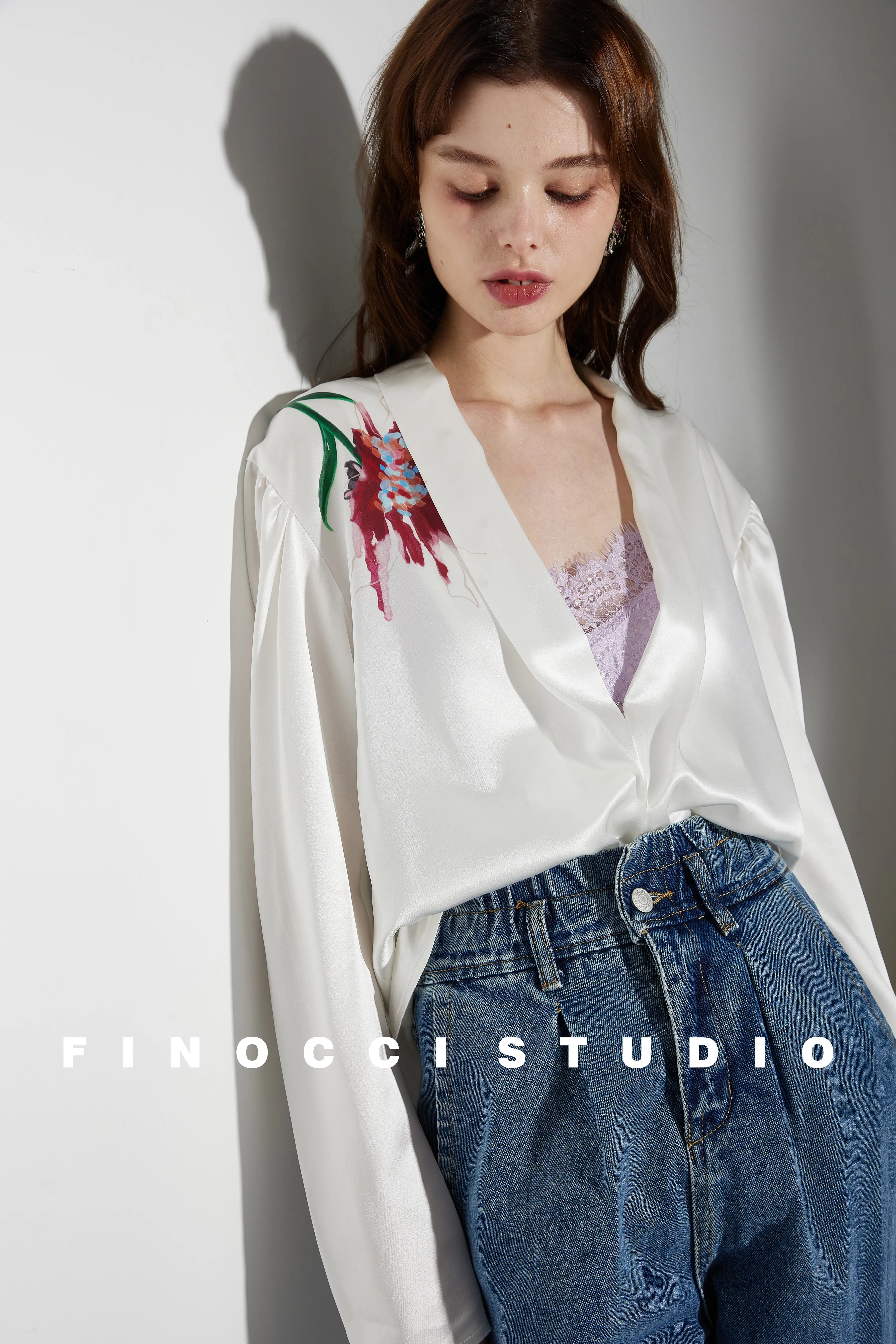 Acetic printed high-end french blouse Nunia