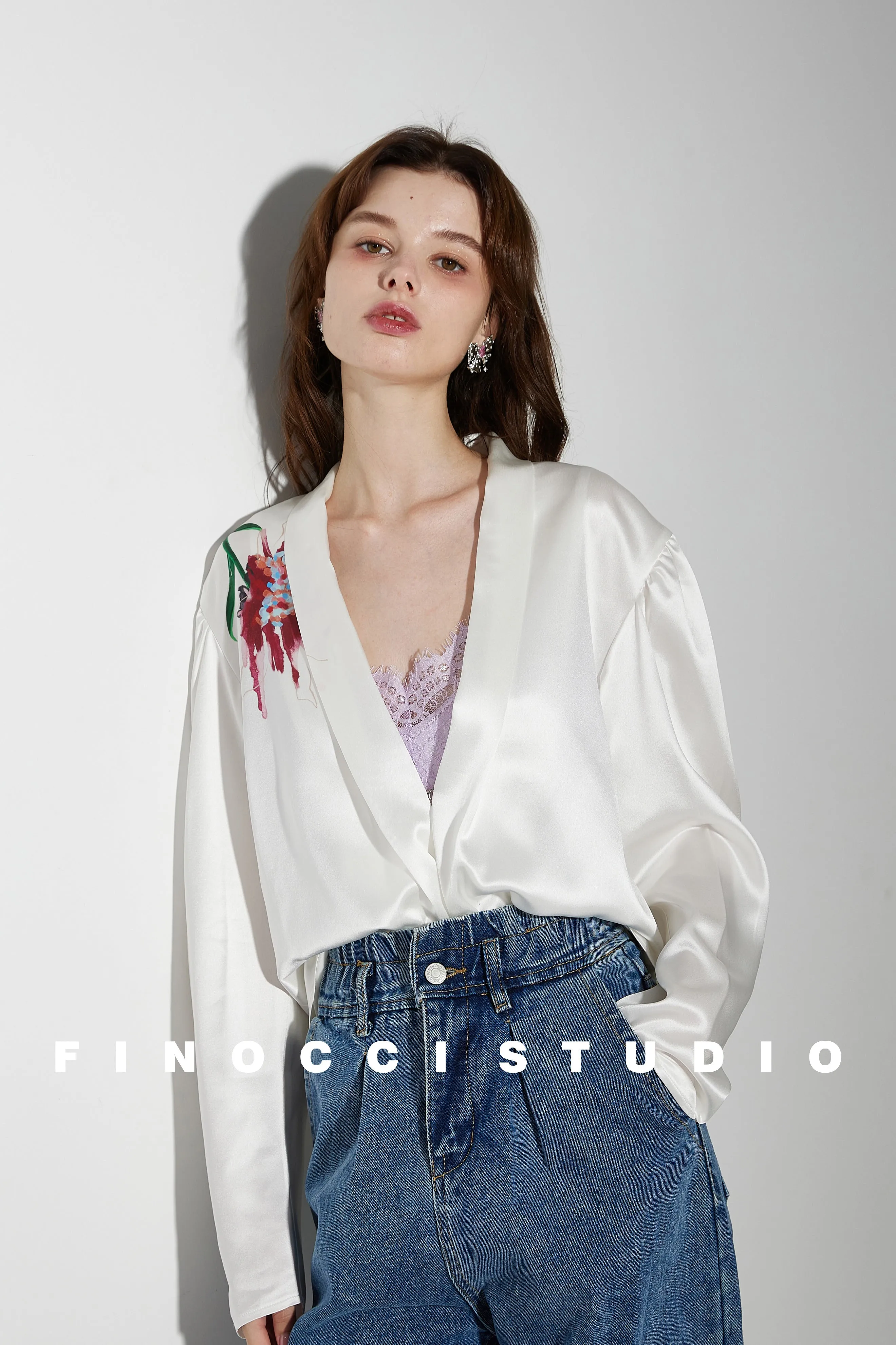 Acetic printed high-end french blouse Nunia