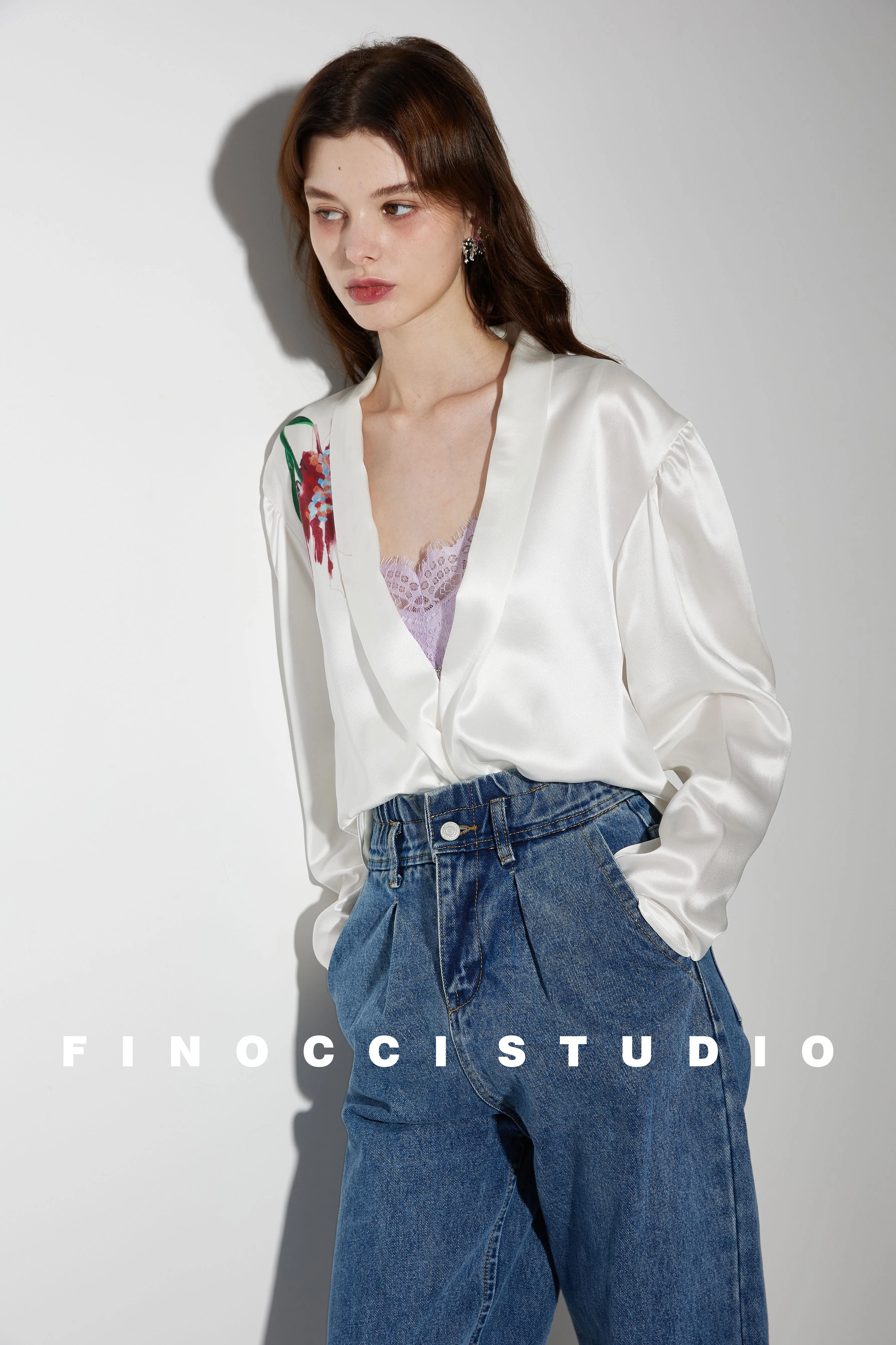 Acetic printed high-end french blouse Nunia