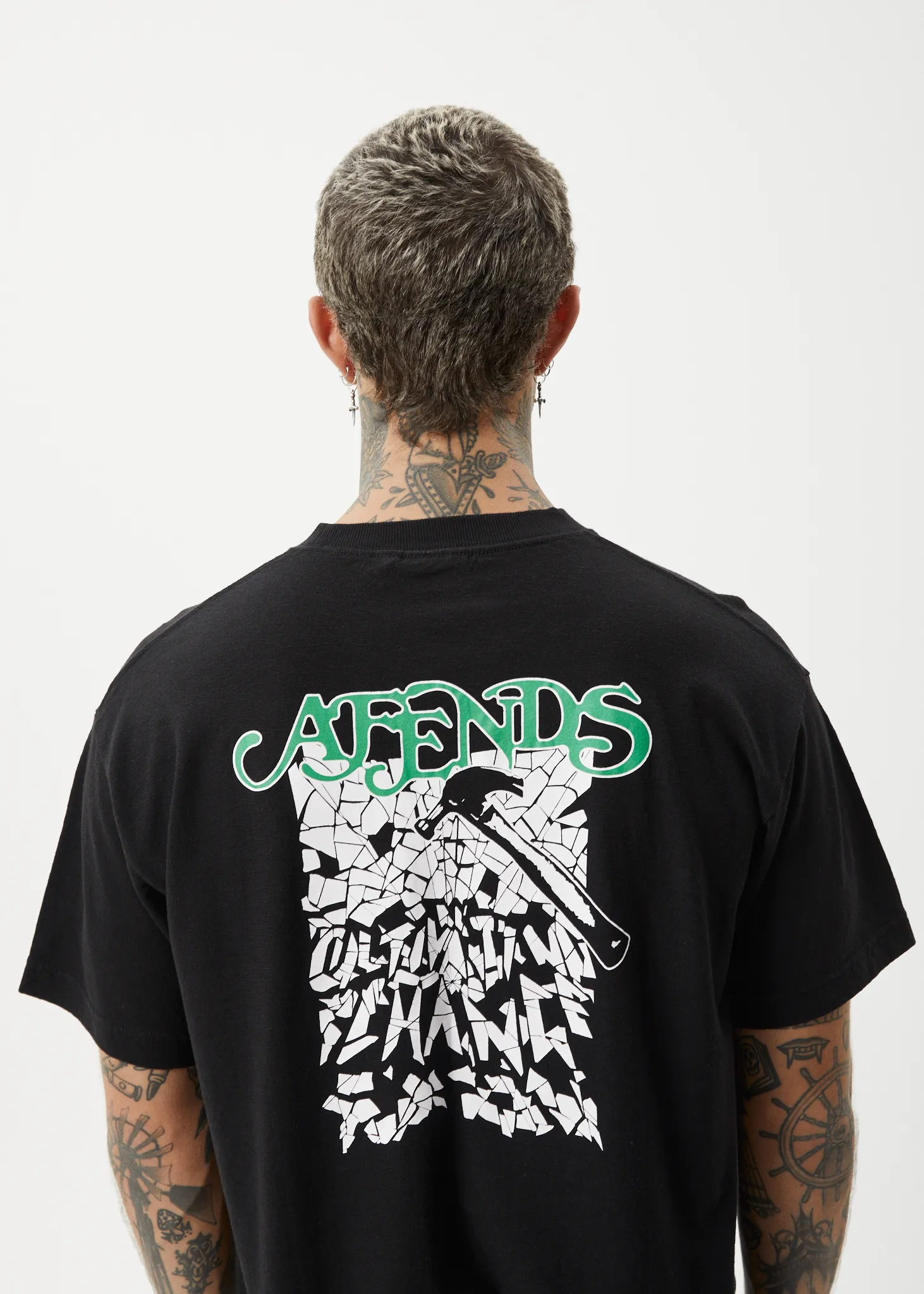 AFENDS Mens Break Through - Boxy T-Shirt - Black