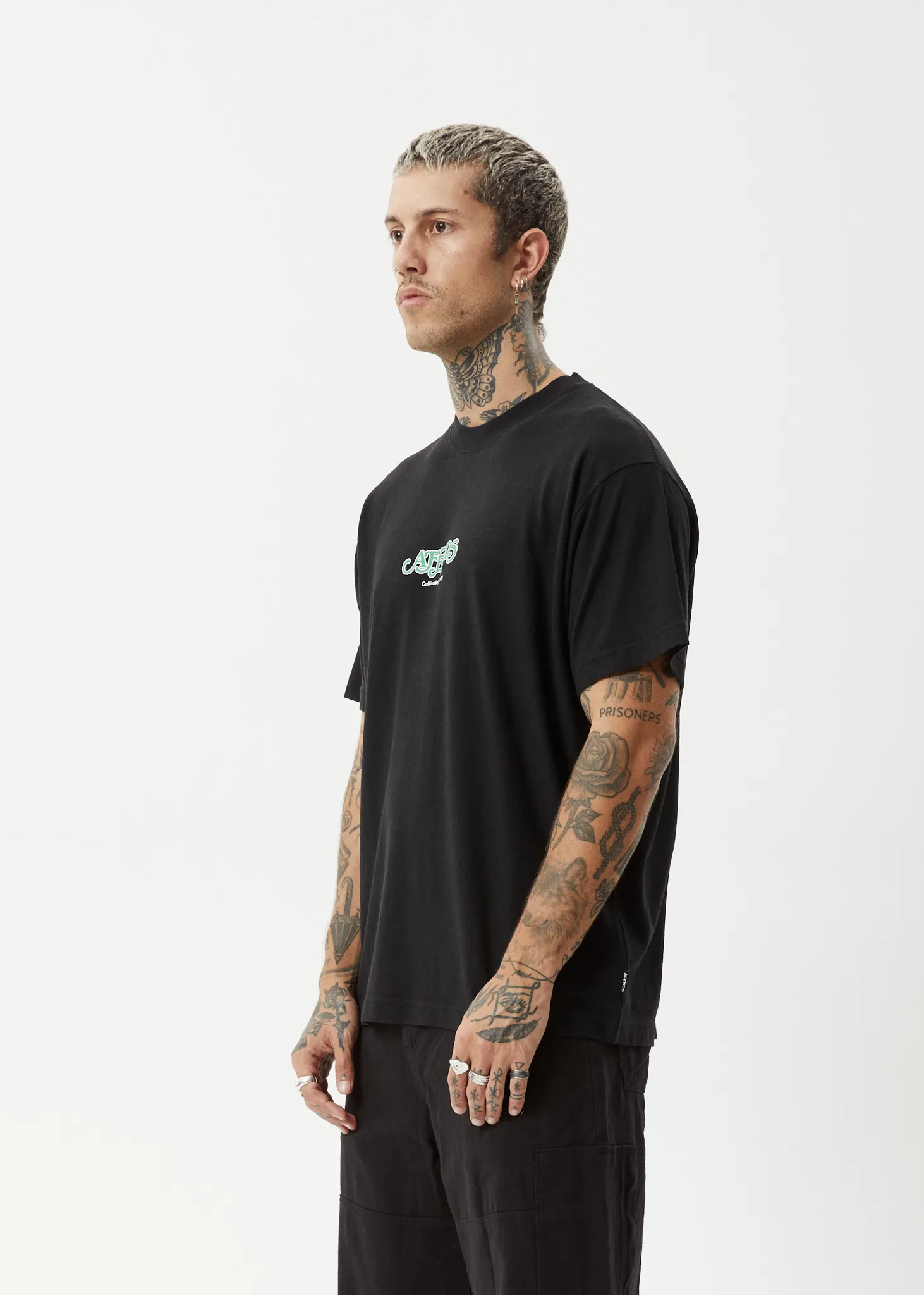 AFENDS Mens Break Through - Boxy T-Shirt - Black