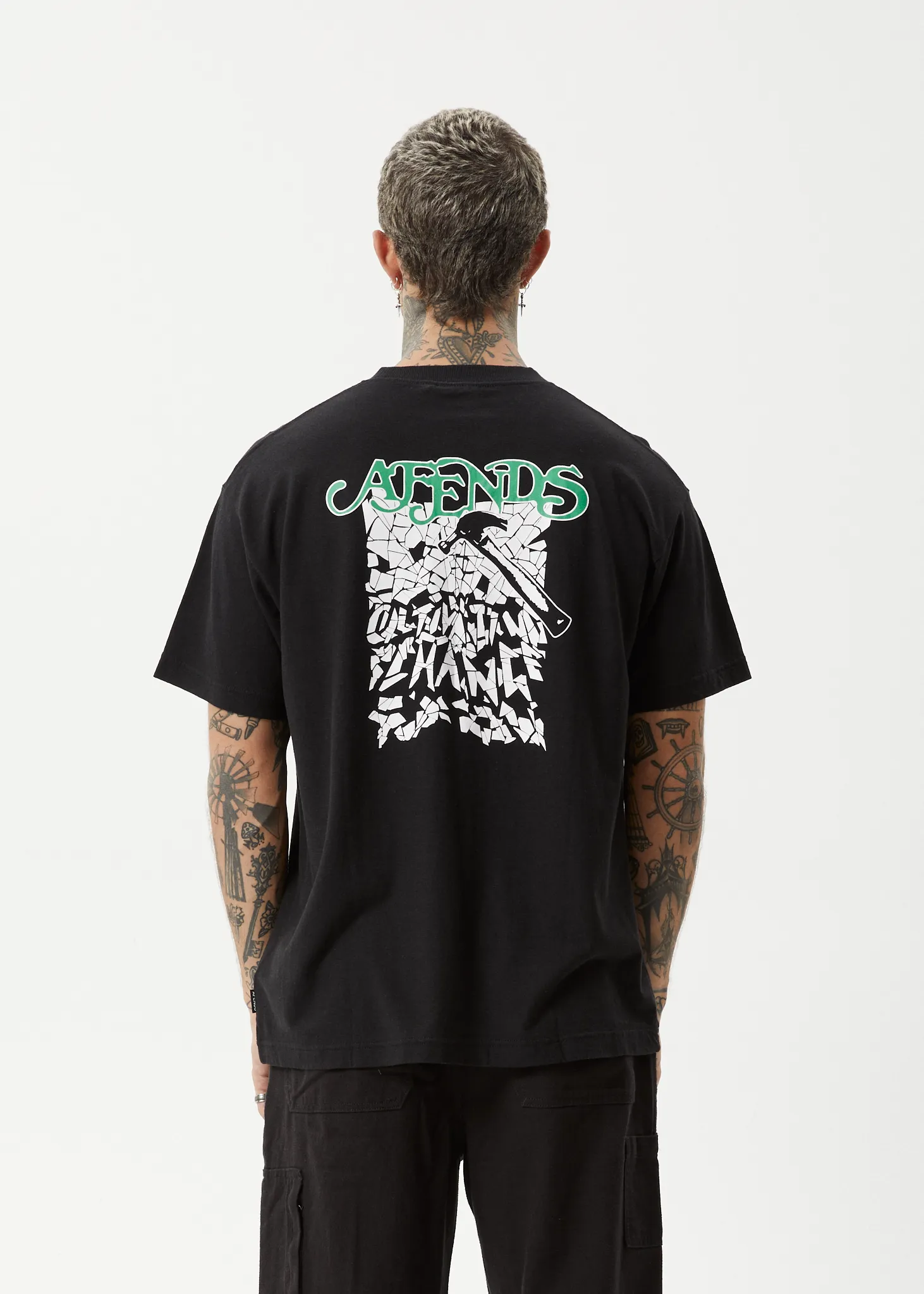 AFENDS Mens Break Through - Boxy T-Shirt - Black