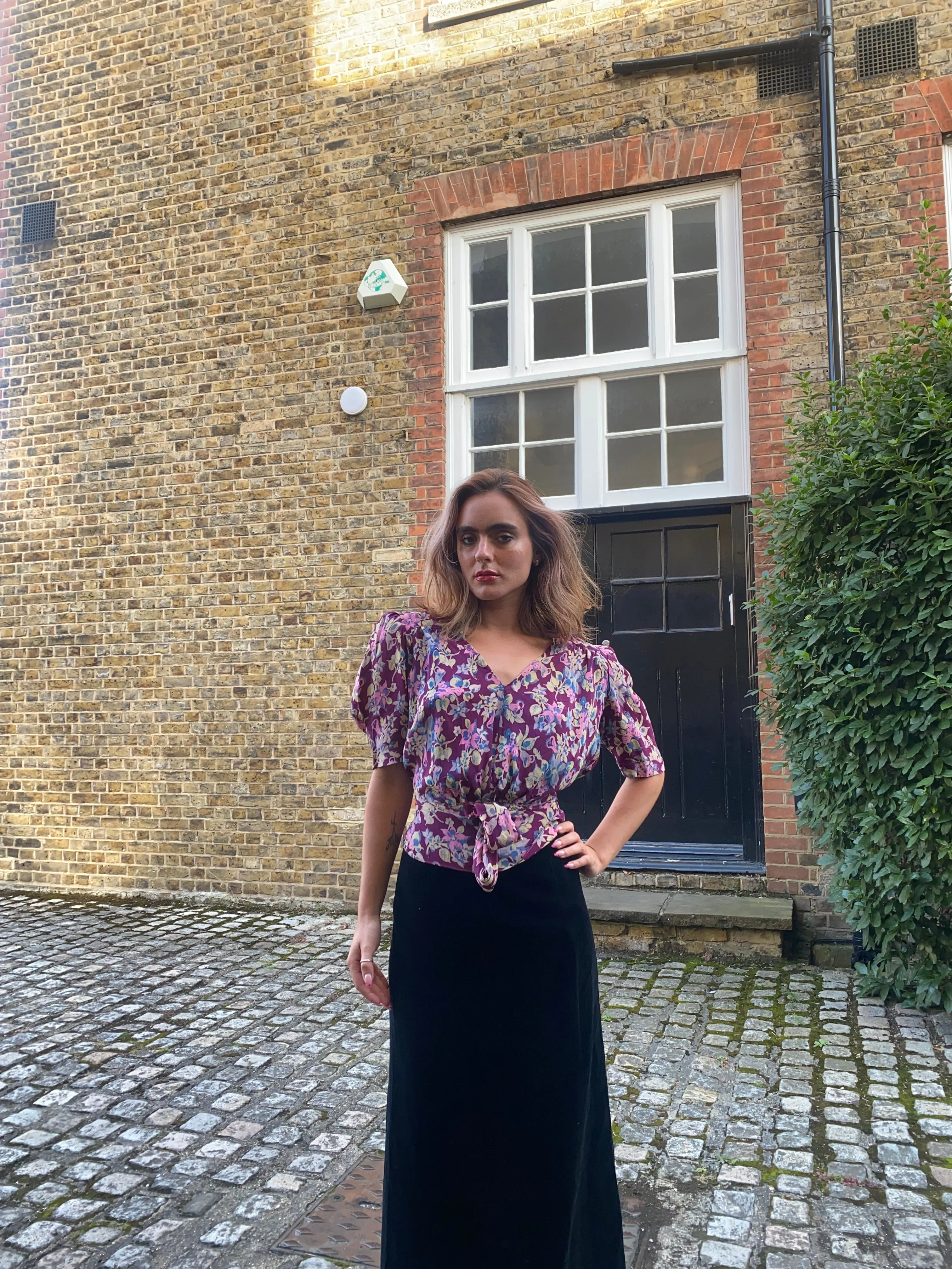 ARCHIVE - 1940s Purple Floral Silk Blouse
