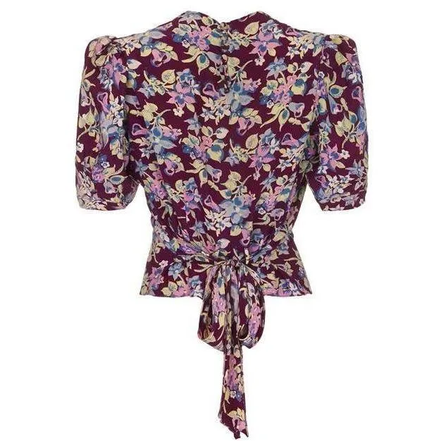 ARCHIVE - 1940s Purple Floral Silk Blouse