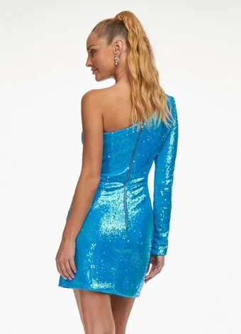 Ashley Lauren 4455 Neon Orange Size 2 Cocktail Dress Homecoming Dress One Long Sleeve Slit