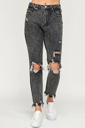 benni high rise mom jean in black