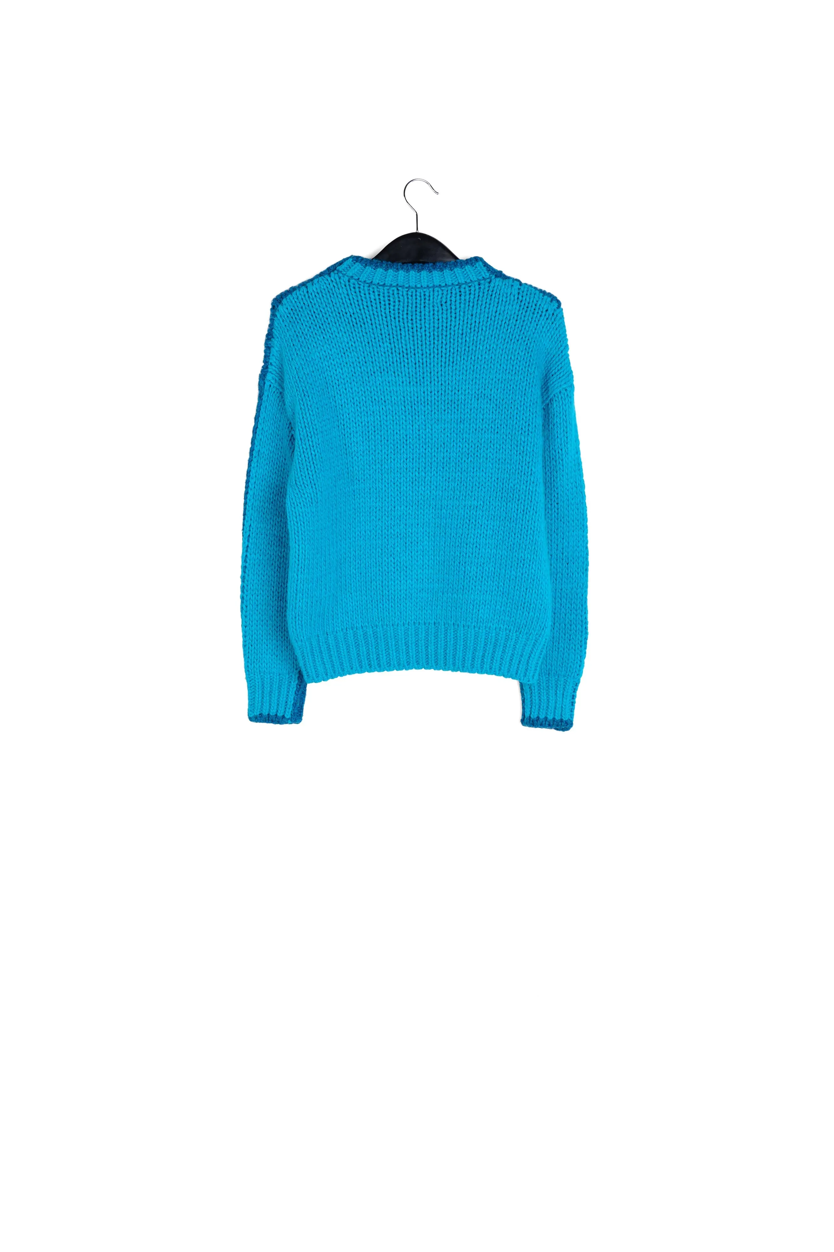 Blue and dark blue chunky knit sweater