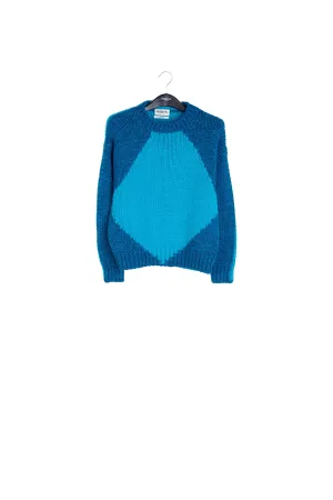 Blue and dark blue chunky knit sweater