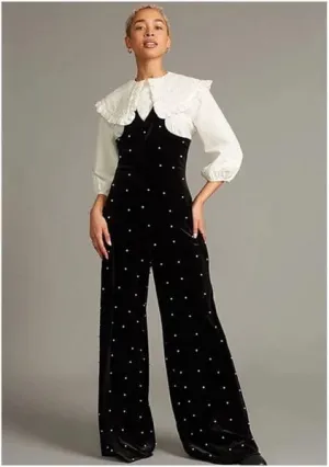 Brewster Jumpsuit - Black Velvet Pearl