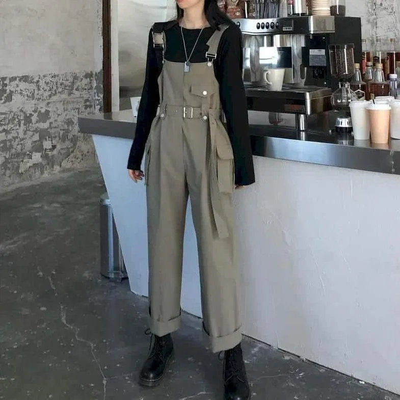 Cargo Dugarees With Waistbelt