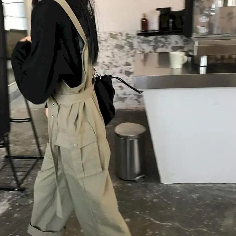 Cargo Dugarees With Waistbelt
