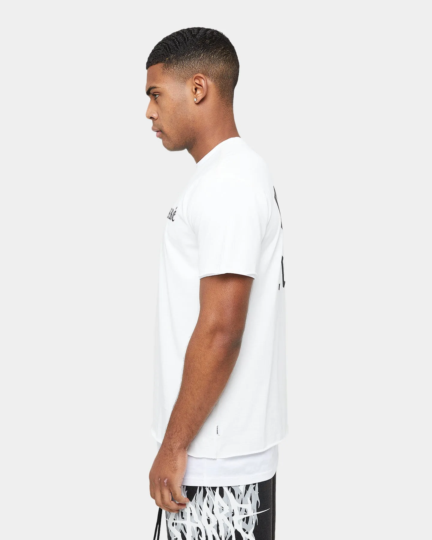 Carre Distressed Ringer Oversized Short Sleeve T-Shirt Off White/White
