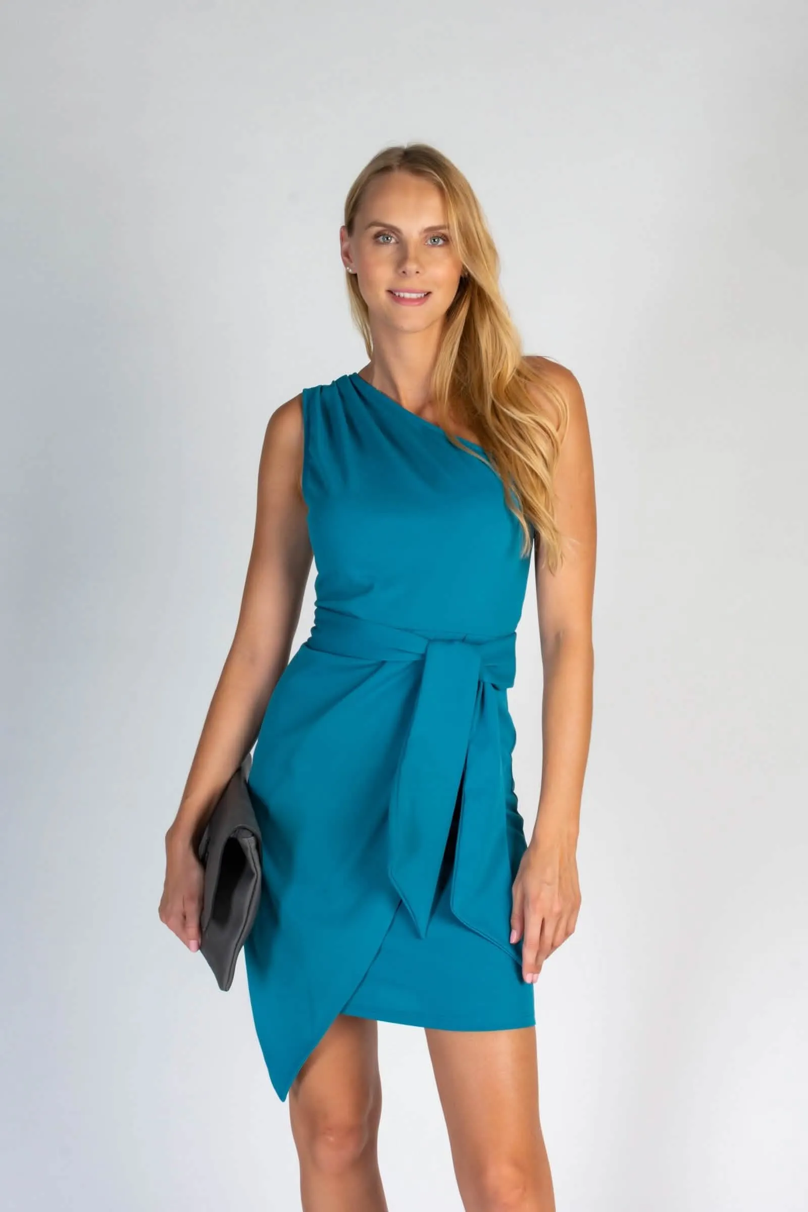 Chic Asymmetrical Petrol Mini Dress for All Occasions