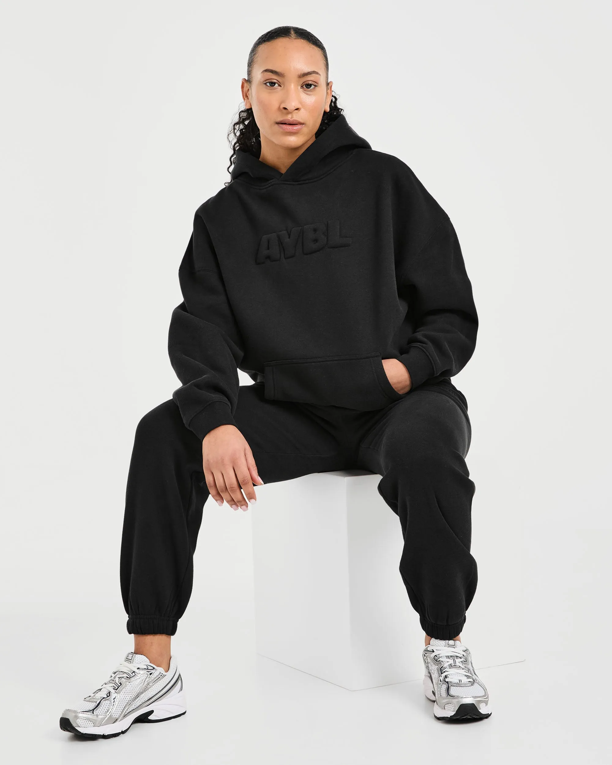 Classic Plush Oversized Hoodie - Black
