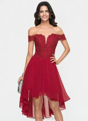 Cocktail Dresses Dress Beading Chiffon Off-the-Shoulder Cocktail Lace Asymmetrical A-Line Alana With