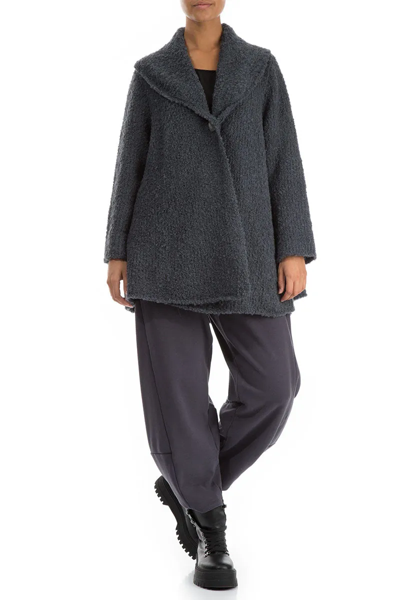 Collar Neck Grey Alpaca Wool Cardigan
