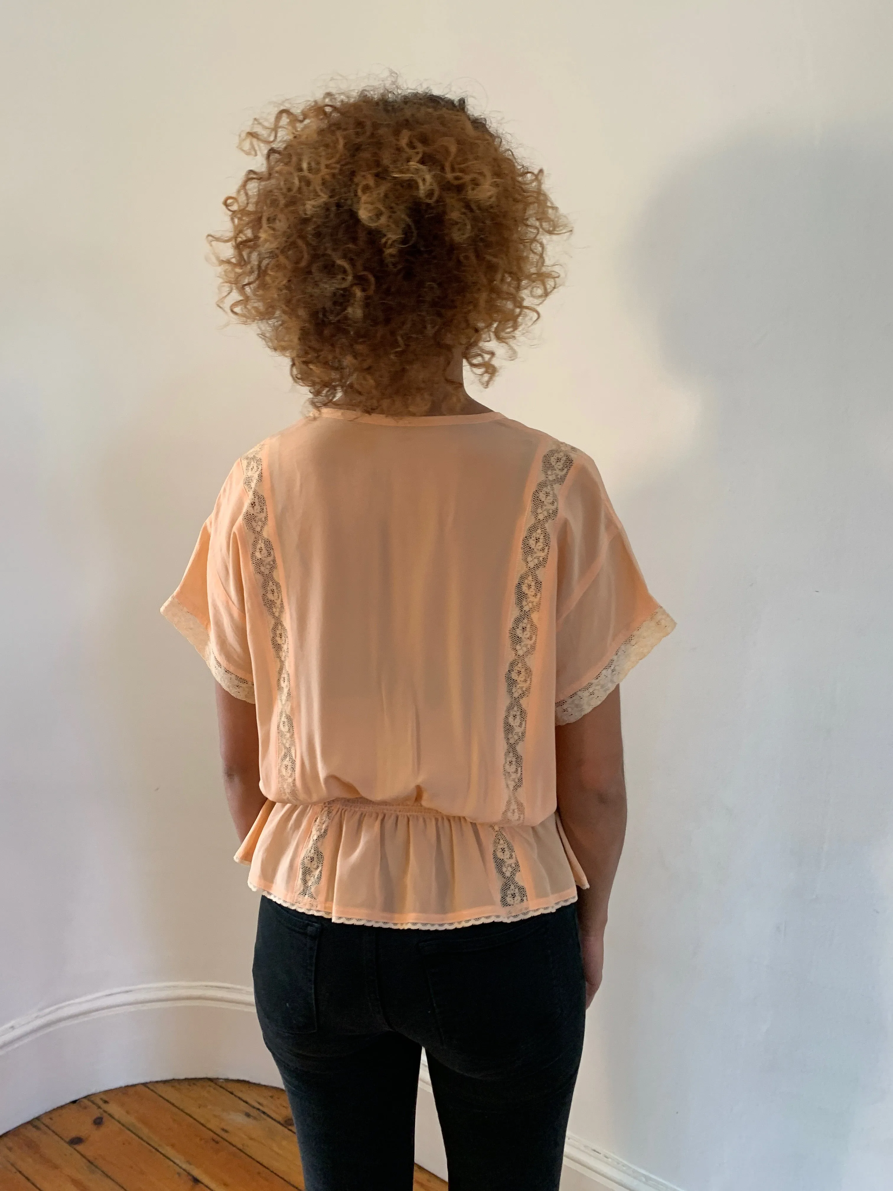 Complice silk and lace lingerie style 1970's blouse