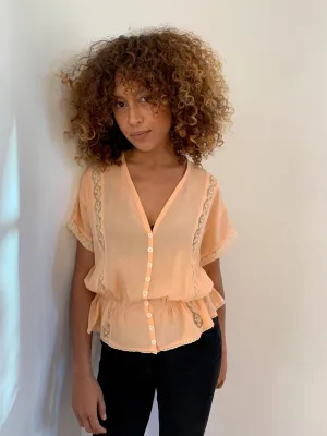 Complice silk and lace lingerie style 1970's blouse