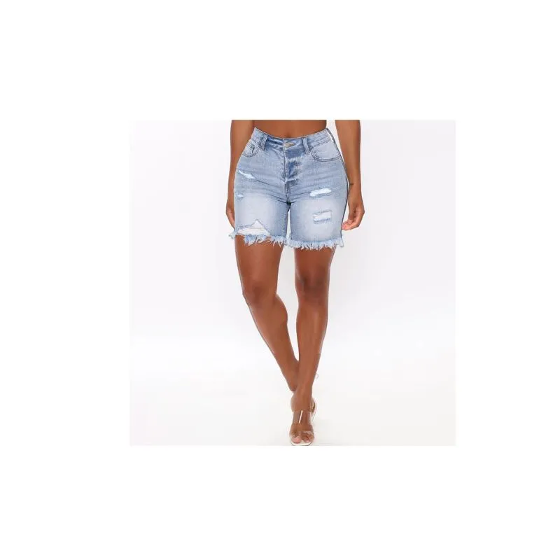 Denim Shorts High Stretch Distressed  Women