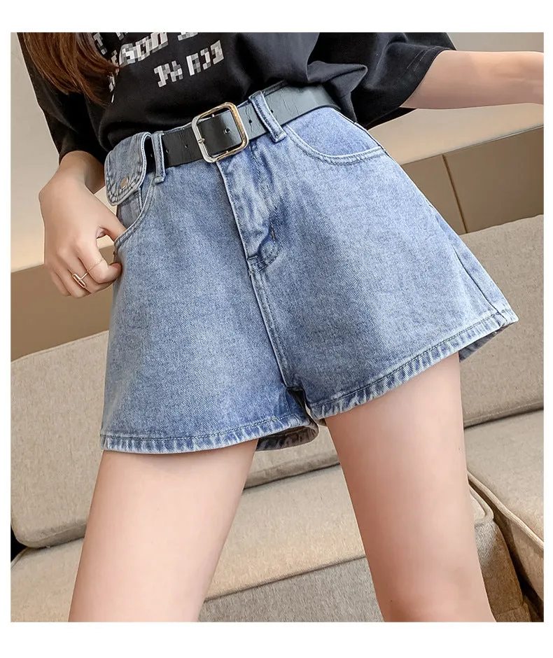 Denim Shorts Women Summer a-Line High Waist