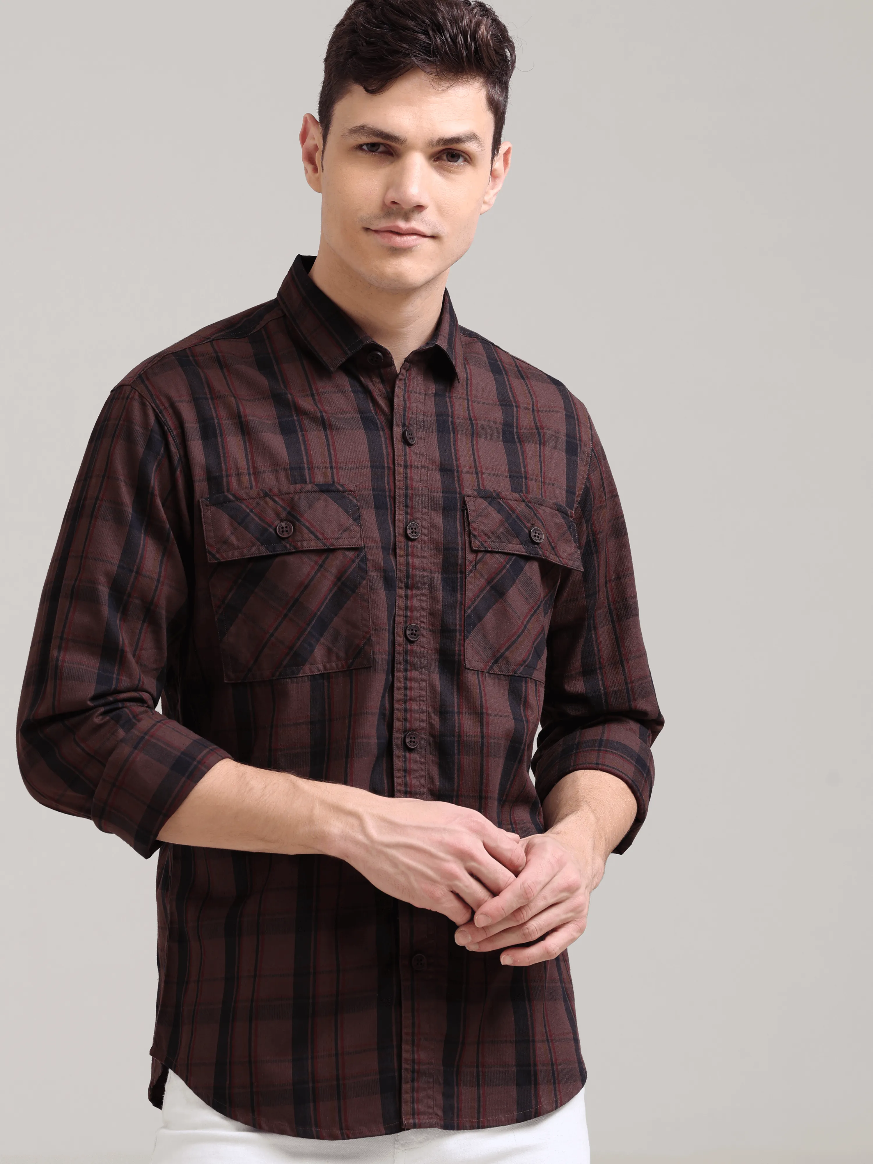 Dusky Carnelian Semi Corduroy Shirt