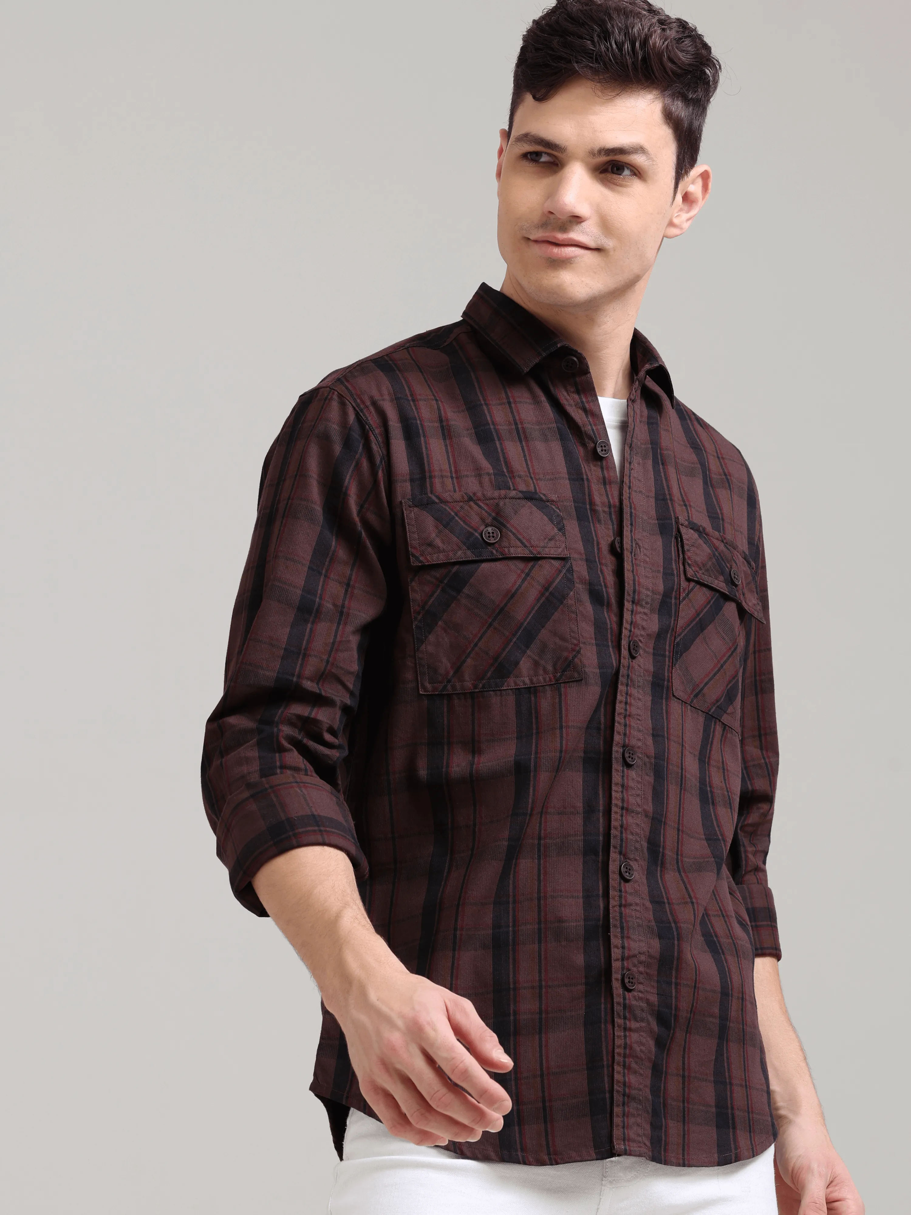 Dusky Carnelian Semi Corduroy Shirt