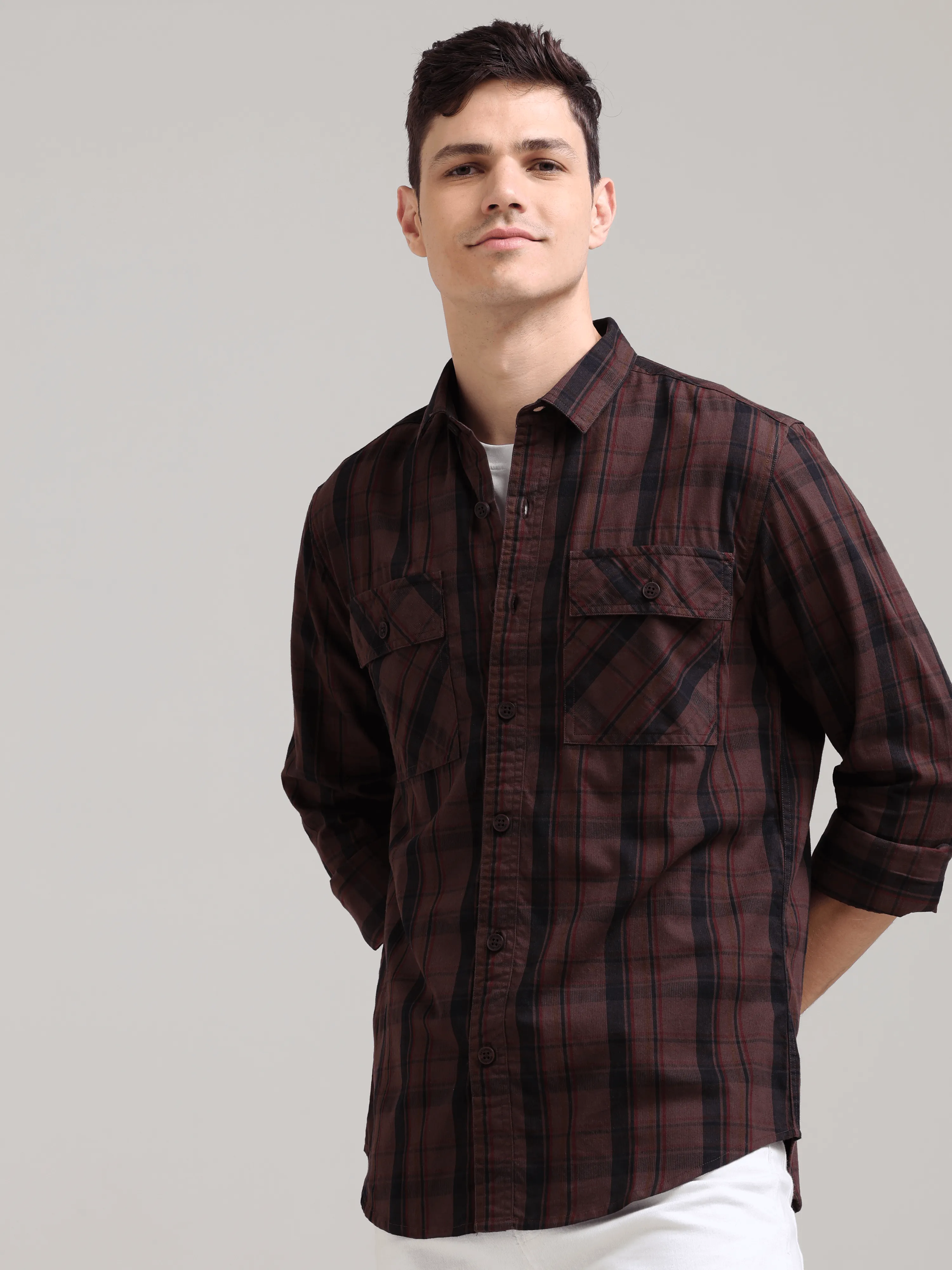 Dusky Carnelian Semi Corduroy Shirt