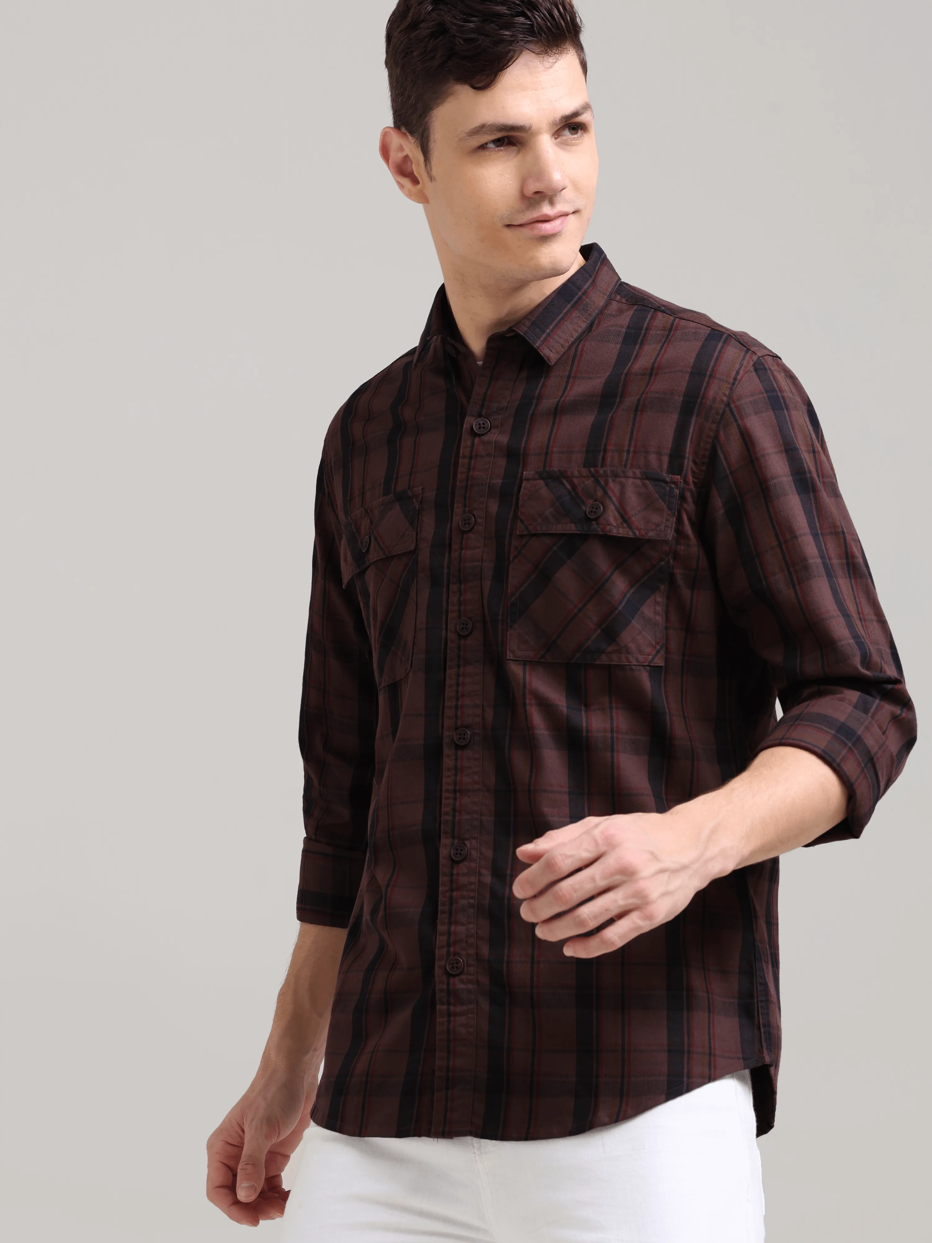 Dusky Carnelian Semi Corduroy Shirt