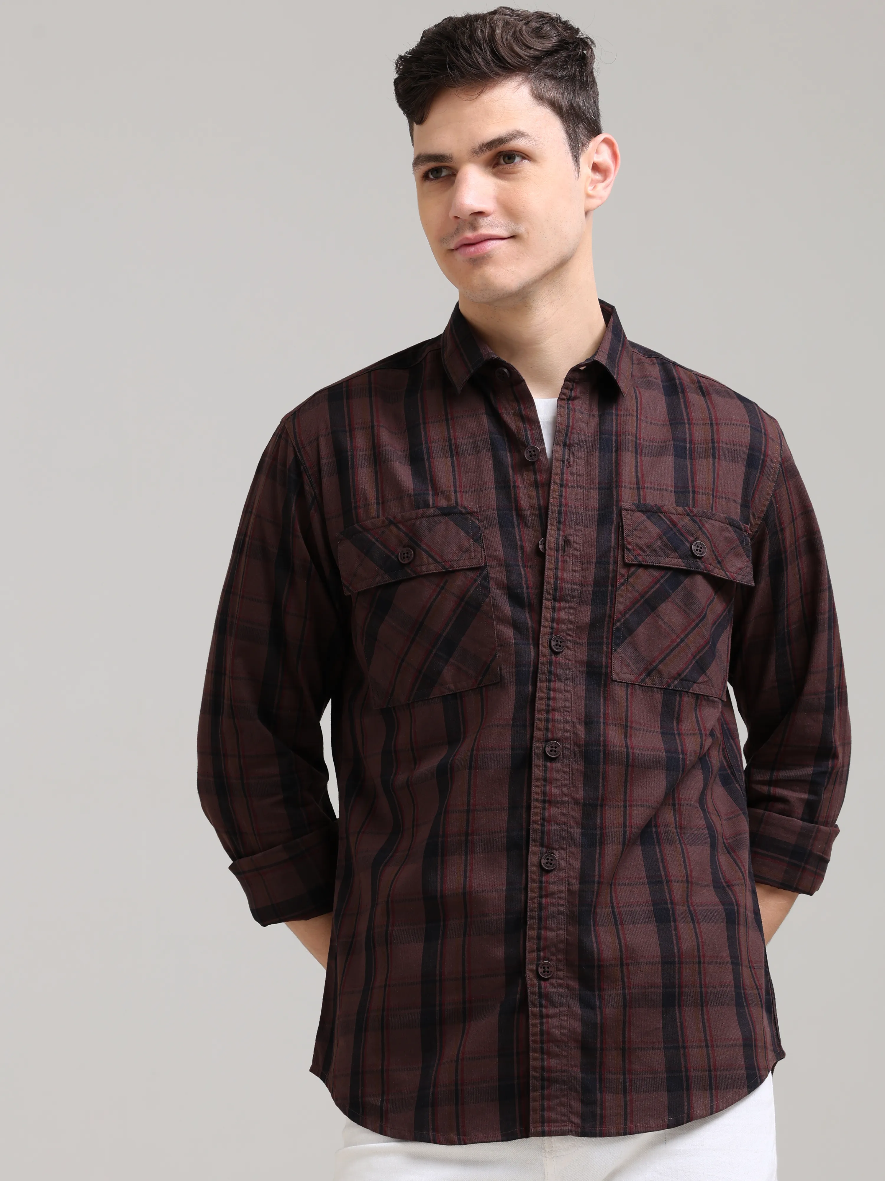 Dusky Carnelian Semi Corduroy Shirt