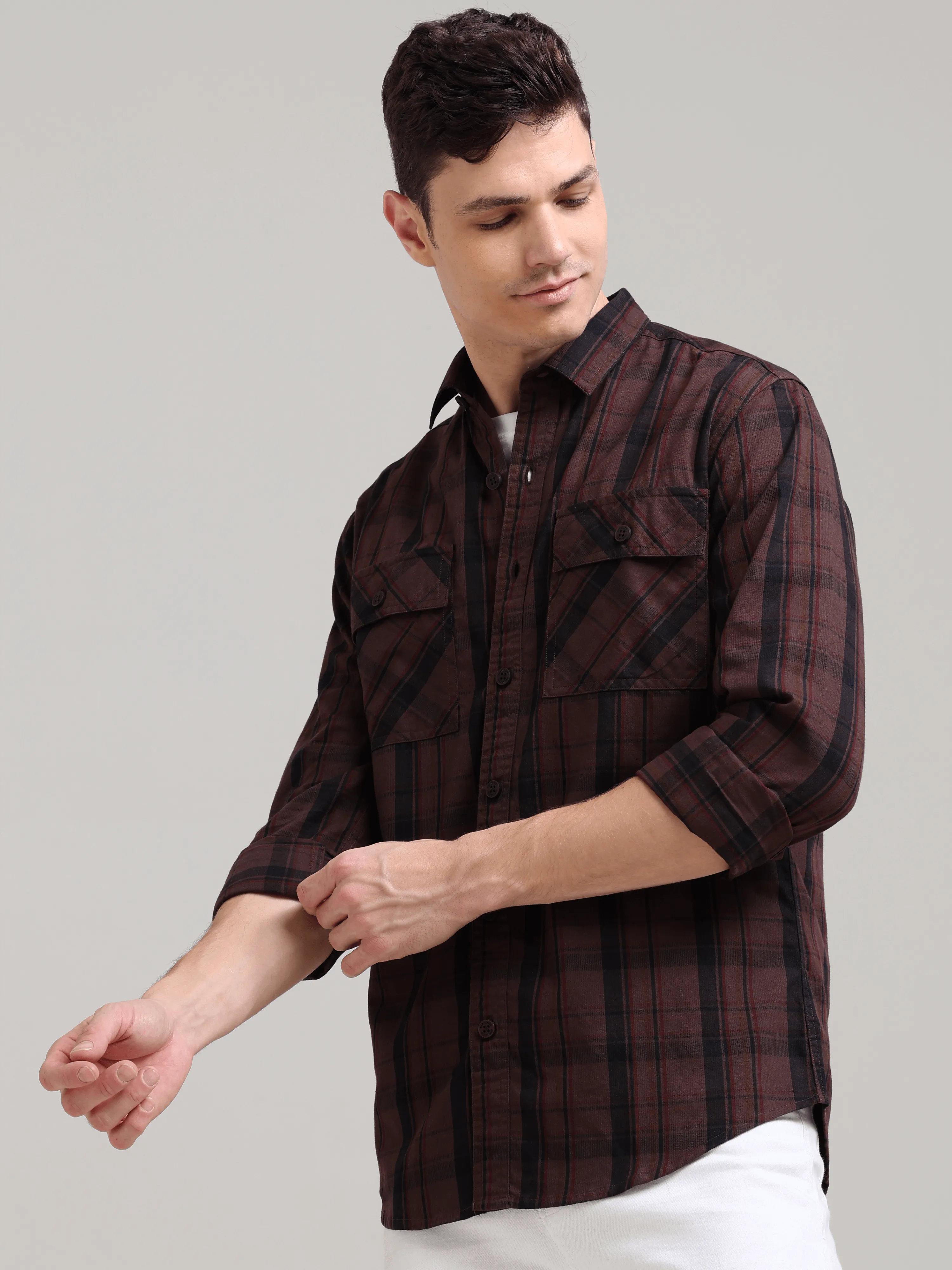 Dusky Carnelian Semi Corduroy Shirt