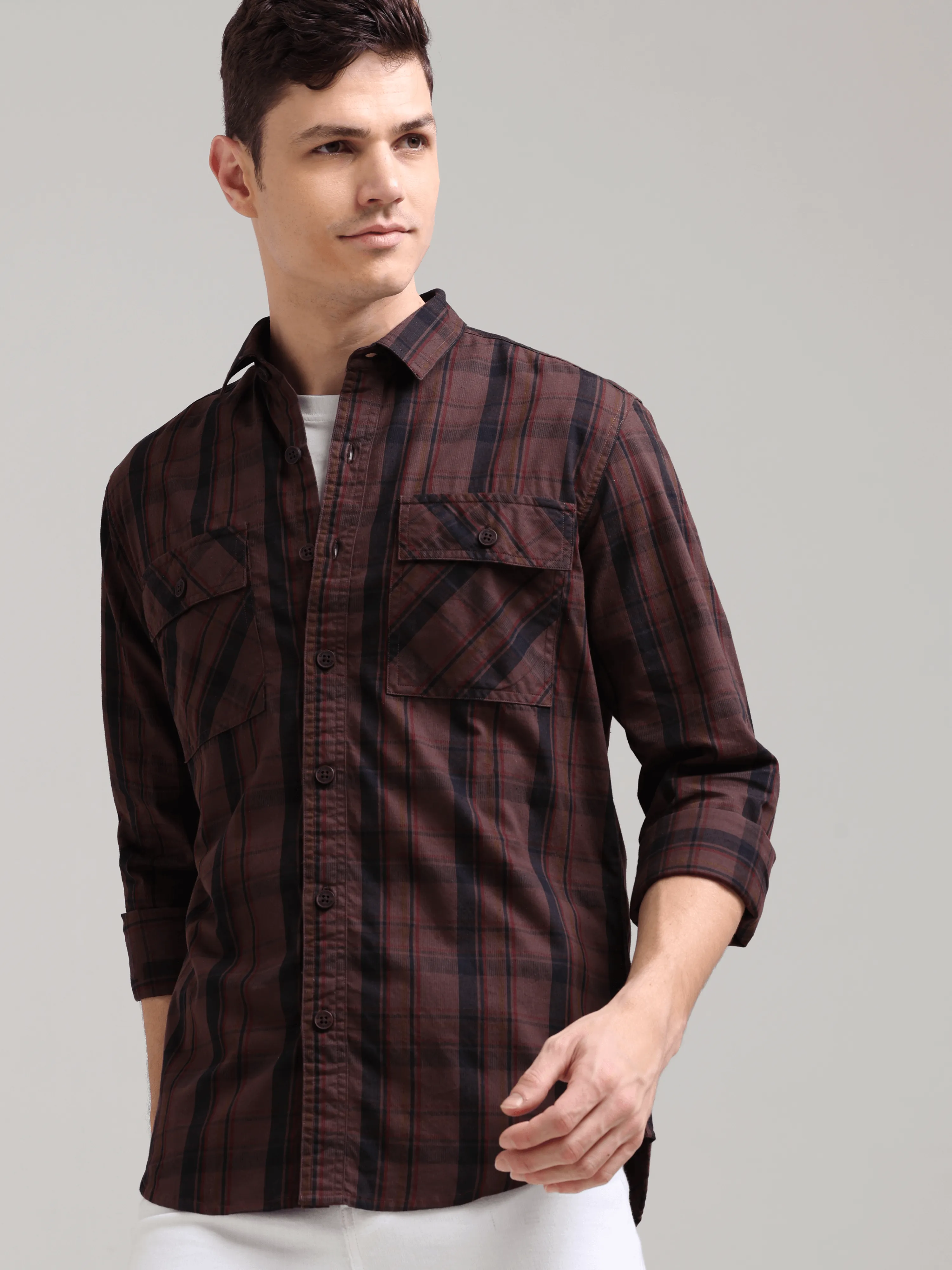 Dusky Carnelian Semi Corduroy Shirt