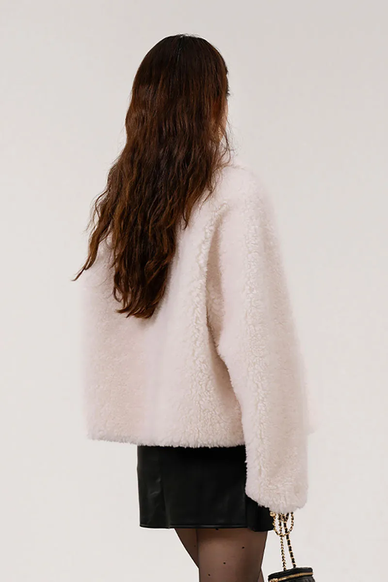 Faux Shearling Teddy Wool Toggle Jacket