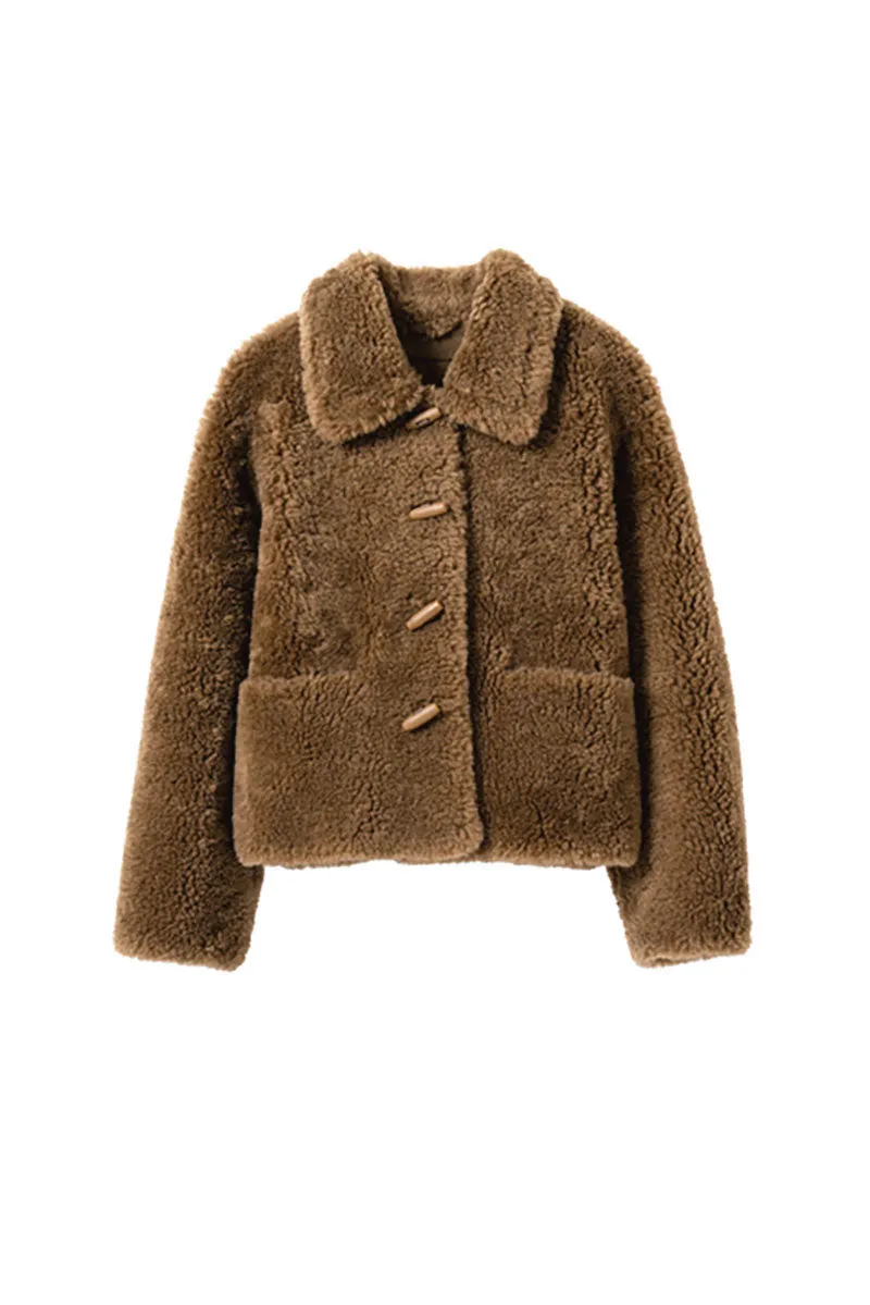 Faux Shearling Teddy Wool Toggle Jacket