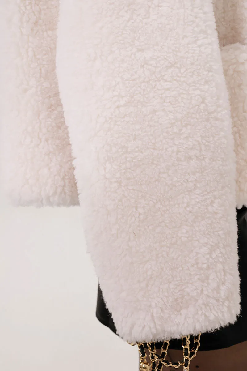 Faux Shearling Teddy Wool Toggle Jacket