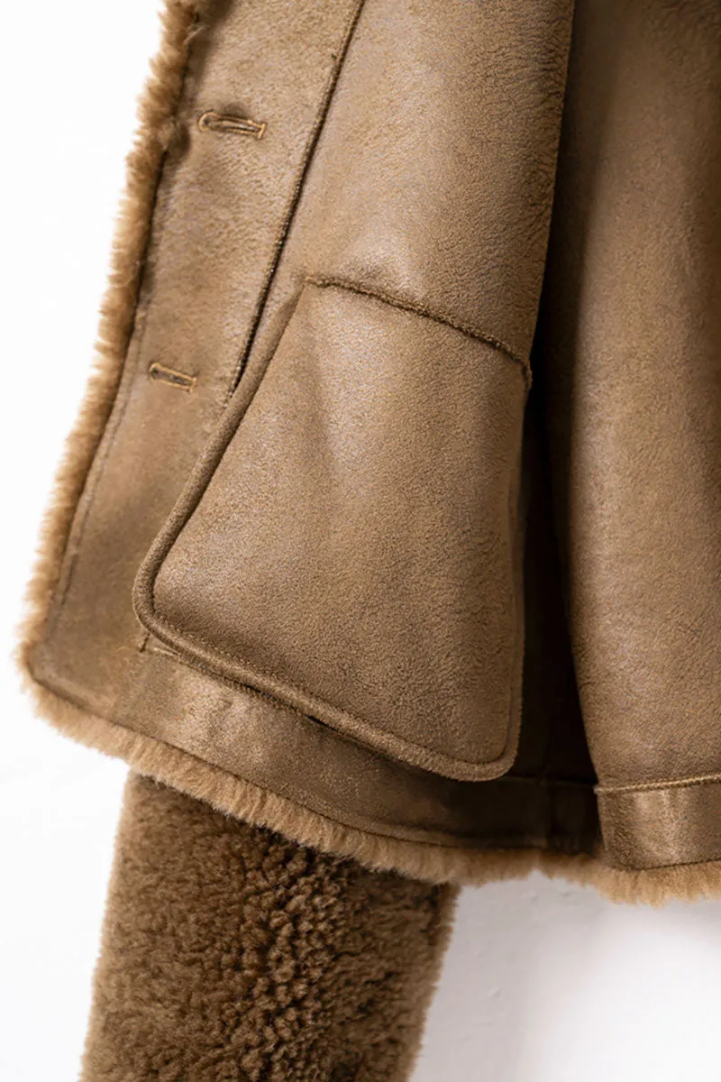 Faux Shearling Teddy Wool Toggle Jacket