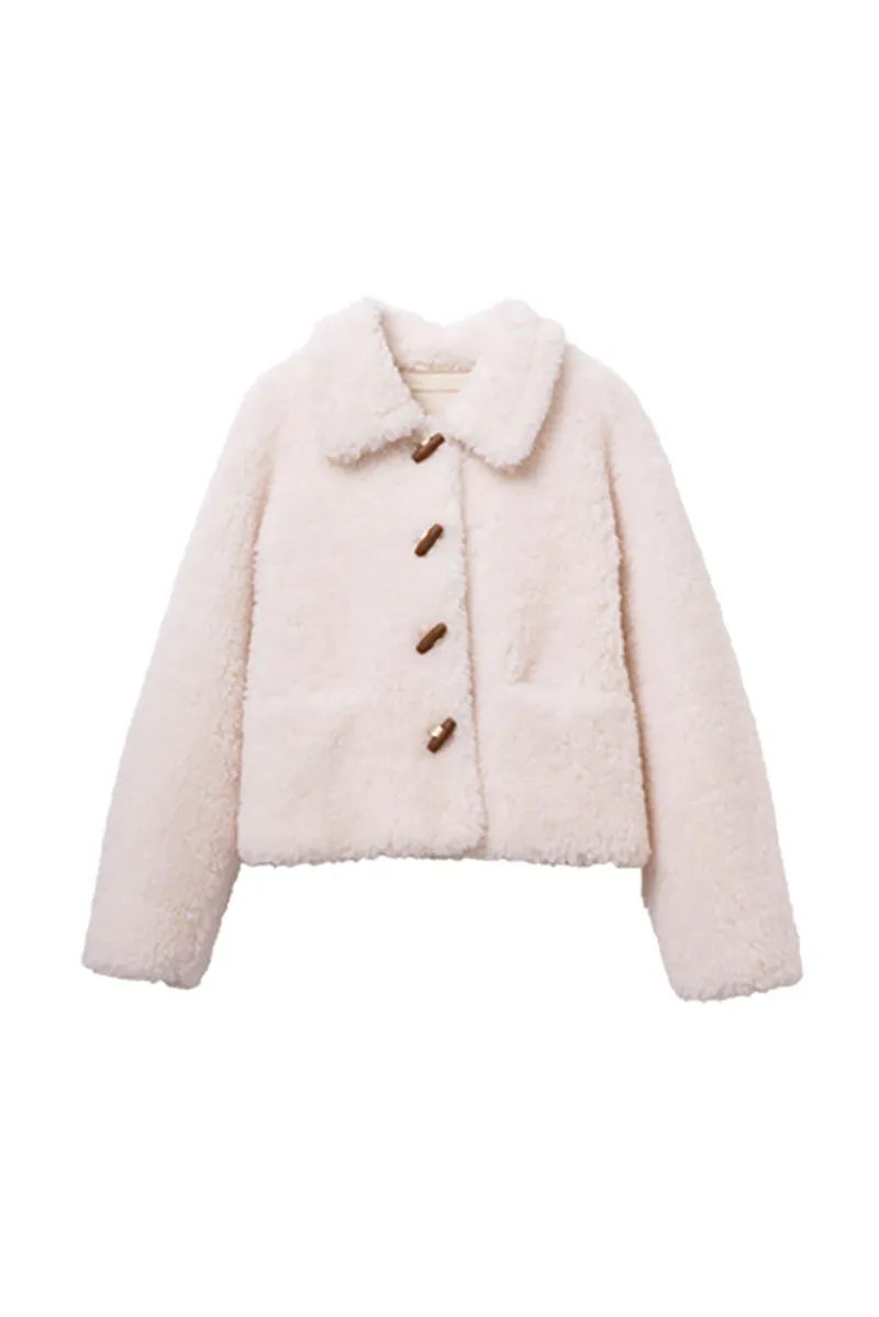 Faux Shearling Teddy Wool Toggle Jacket