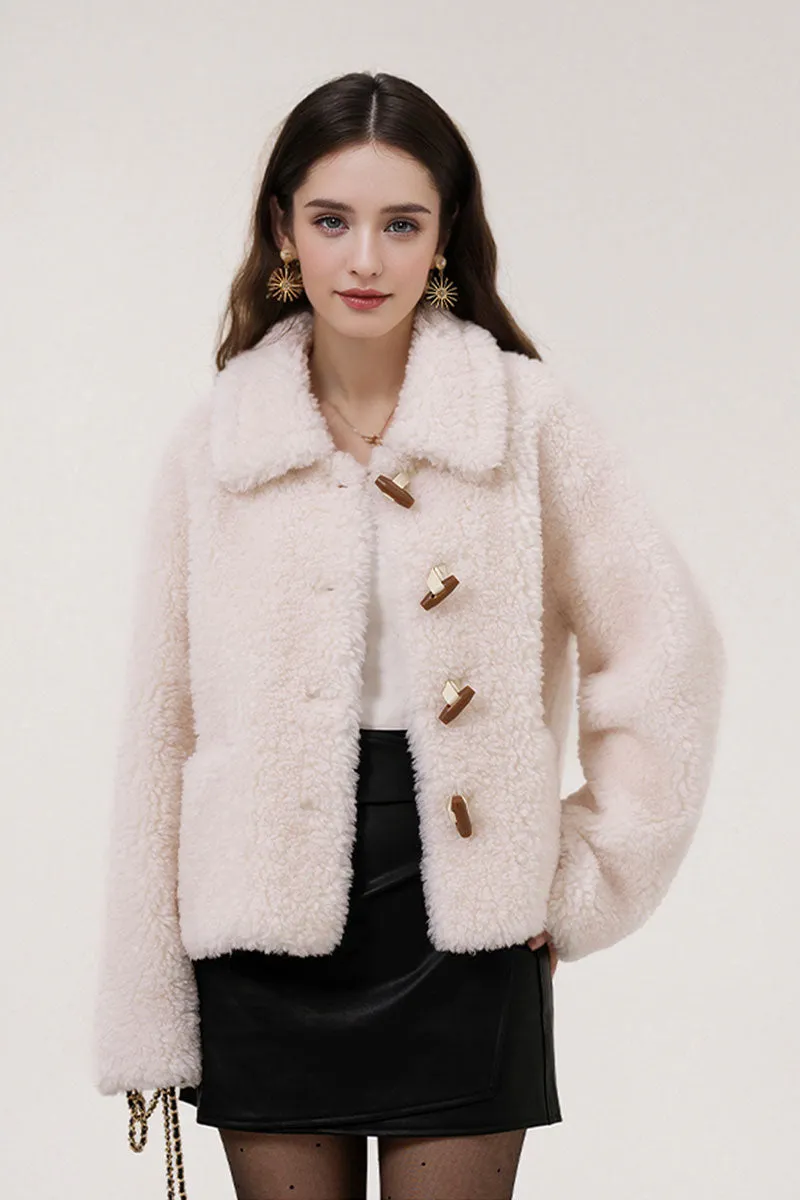 Faux Shearling Teddy Wool Toggle Jacket