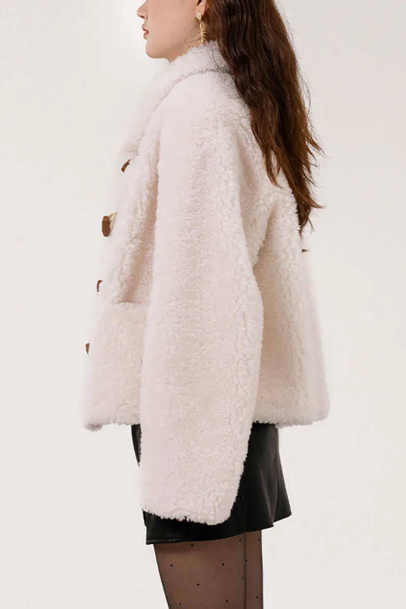 Faux Shearling Teddy Wool Toggle Jacket