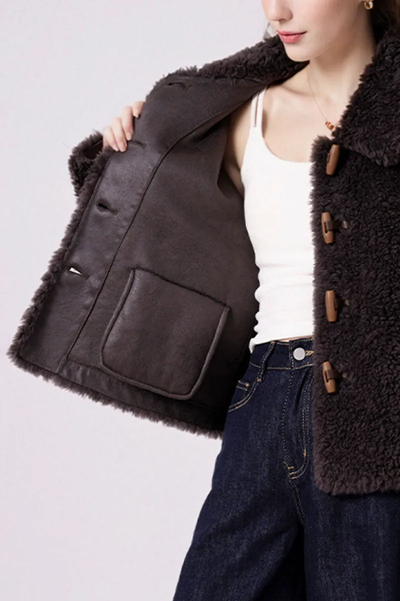 Faux Shearling Teddy Wool Toggle Jacket