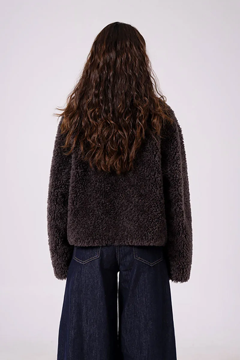 Faux Shearling Teddy Wool Toggle Jacket