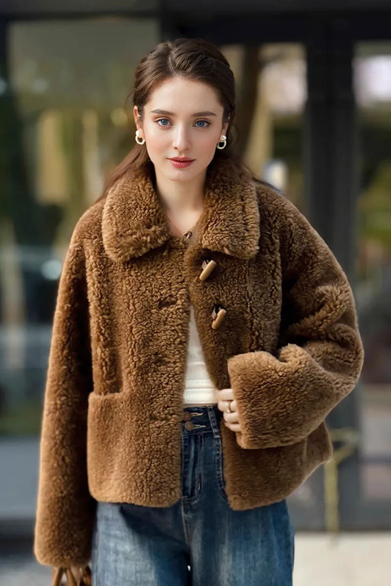 Faux Shearling Teddy Wool Toggle Jacket