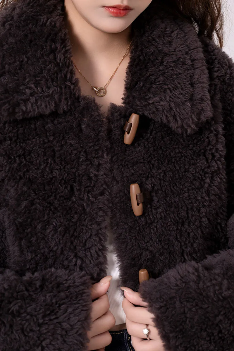 Faux Shearling Teddy Wool Toggle Jacket