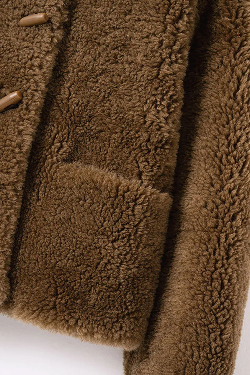 Faux Shearling Teddy Wool Toggle Jacket